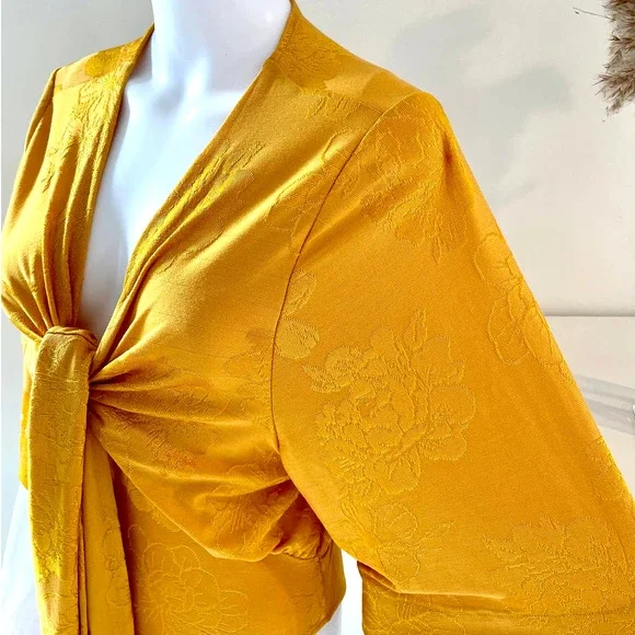 ZARA JACQUARD BODYSUIT GOLDEN YELLOW - Picture 9 of 11